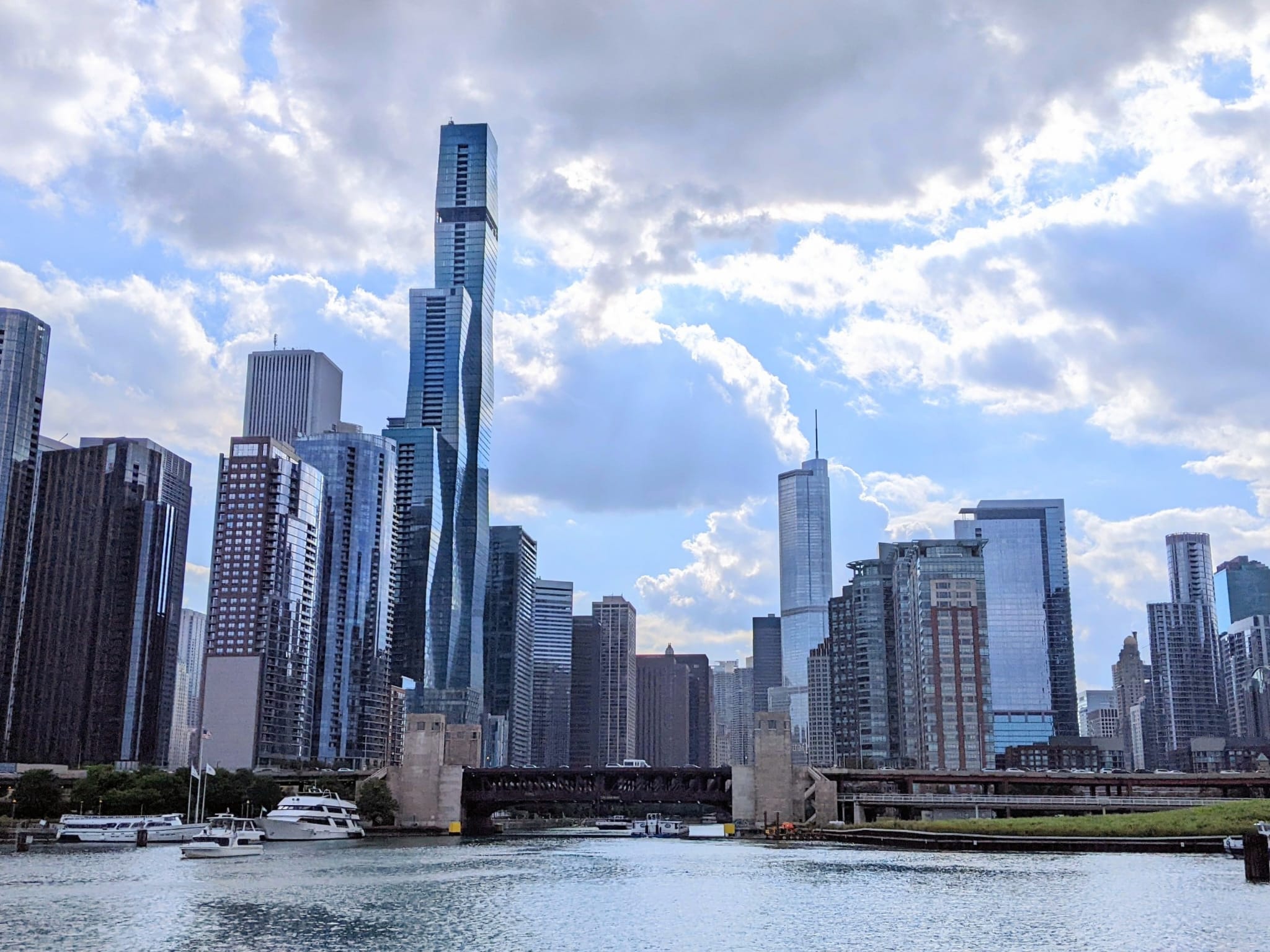 the Chicago skyline from the mouth of the Chicago River